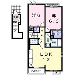 グレイスフルＫ 2階2LDKの間取り