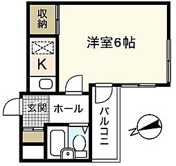 アーバン三篠 7階ワンルームの間取り