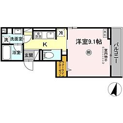 メゾン　カルムII 3階1Kの間取り