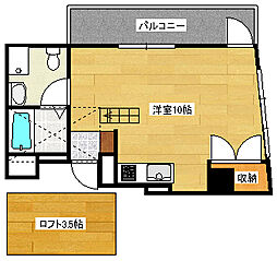 シティハイツ舟入 4階ワンルームの間取り