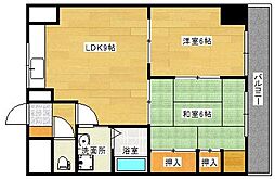 コンフォートNビル3 9階2DKの間取り