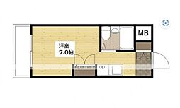 メゾンド楠木第2山田ビル 4階ワンルームの間取り