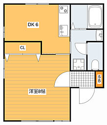 グランドハイツII 1階1DKの間取り