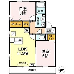 エーデルハイム 2LDKの間取図画像