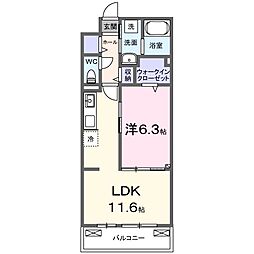 サンリットII 1LDKの間取図画像