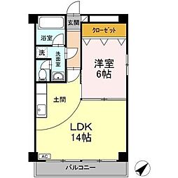 第2パークサイドマンション 1LDKの間取図画像