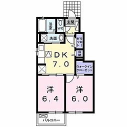 ダリエ2 2DKの間取図画像