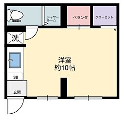 コーポみささ ワンルームの間取図画像
