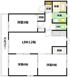 スプリング・ポートB 3LDKの間取図画像