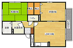 フローラ西山本 2LDKの間取図画像