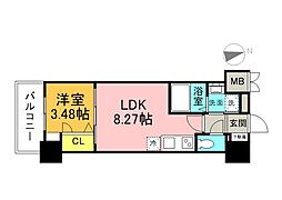 S-RESIDENCE観音公園aloria 1LDKの間取図画像