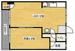 細田山ビル 1LDKの間取図画像