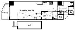 グランドポレストーネ東平塚 1Kの間取図画像