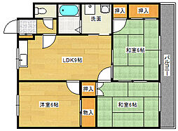 洋光台ハイツ谷中A 3LDKの間取図画像