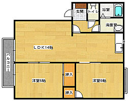 瀬野ハイライフタウンC 2LDKの間取図画像