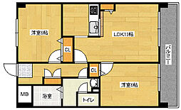コーポハピネス 2LDKの間取図画像