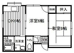 メゾン濱崎 2DKの間取図画像