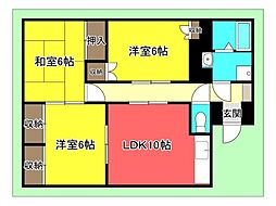 ミリオンシャトー 3LDKの間取図画像