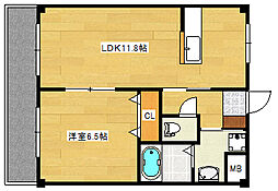 B・フォレスト 1LDKの間取図画像