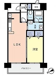 ディアメゾン新白島駅 1LDKの間取図画像