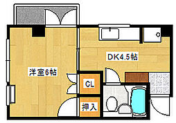 第1パールマンション住村 1DKの間取図画像