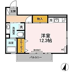 ストゥーディオ雅A ワンルームの間取図画像