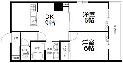 沖本ビル 2LDKの間取図画像