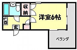 リーブ羽衣 1Kの間取図画像