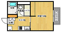 RIDERE船越南 1Kの間取図画像