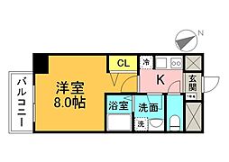 ボヌール矢賀 1Kの間取図画像