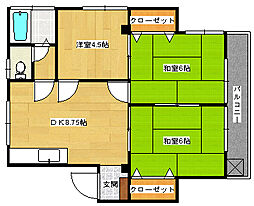 峰ビル 3DKの間取図画像