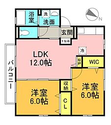 アドラブール 2LDKの間取図画像
