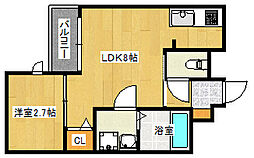 月光南観音四番館 1LDKの間取図画像