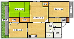 グランディール上久保B 3LDKの間取図画像