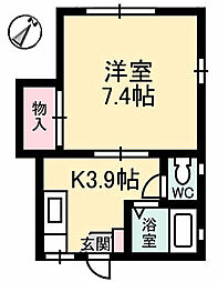 ディアスT-2 1Kの間取図画像