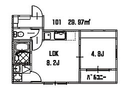 リノリノアパートメントwithB 1LDKの間取図画像