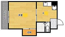 ヴィラ丸本 1DKの間取図画像
