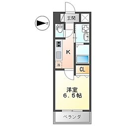 レコルト住吉 1Kの間取図画像