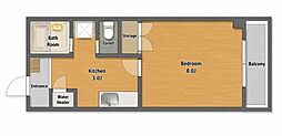 マインドリバーサイドマンション 1Kの間取図画像