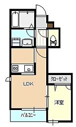 カーサ・ヤヨイ 1LDKの間取図画像