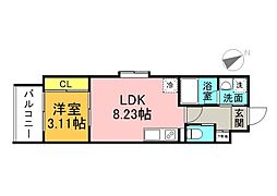 YELLSTAGE長束WEST 1LDKの間取図画像