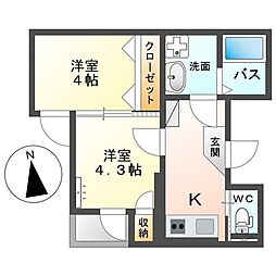 グランディール・ハタダ 2Kの間取図画像