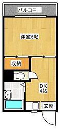コーポ築山 1Kの間取図画像