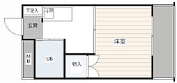 ヴィラ海田 1Kの間取図画像
