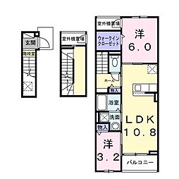 リバーサイド伴 2LDKの間取図画像
