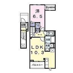 リバーサイド伴 1LDKの間取図画像