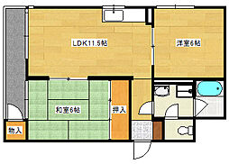 アコード庚午北 2LDKの間取図画像