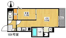 グランティックラインズ 1LDKの間取図画像