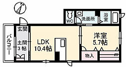 ドミール東雲 1LDKの間取図画像