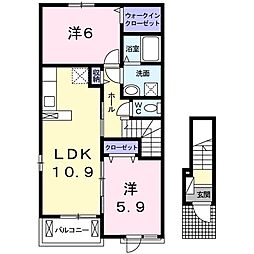 若葉F 2LDKの間取図画像